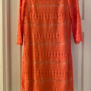 RN STUDIO BY RONNI NICOLE coral color lace lined dress